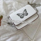 Butterfly Print Chain Shoulder Bags Casual Female Crossbody Bags Portable PU Leather Multi-Layer Transparent Chain Handbag