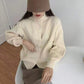 Spring  Autumn Design Sense Lapel Solid Color Vertical Pattern Sweater Cardigan Girl Student Casual Fashion All-match Knitted Cardigan