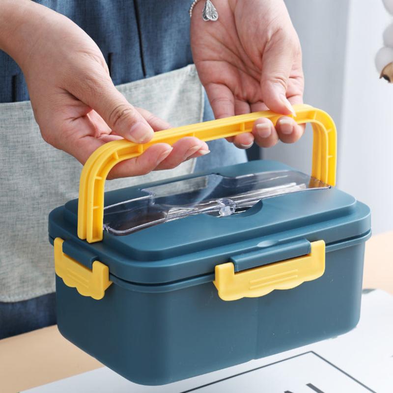 Wheat Straw Insulated Lunch Box Student Three-grid Japanese-style Lunch Box Female Portable Microwave Oven Fresh-keeping Office Worker Lunch Box