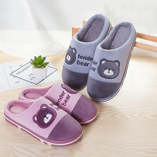 Household Couple Slippers Warm Thick Plush Slippers Winter Unisex Indoor Cotton Slippers