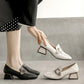Soft Surface Comfortable Real Cowhide Thick Mid-heel Work Shoes Casual Shoes Single Shoes Women's Square Toe English Small Leather Shoes
