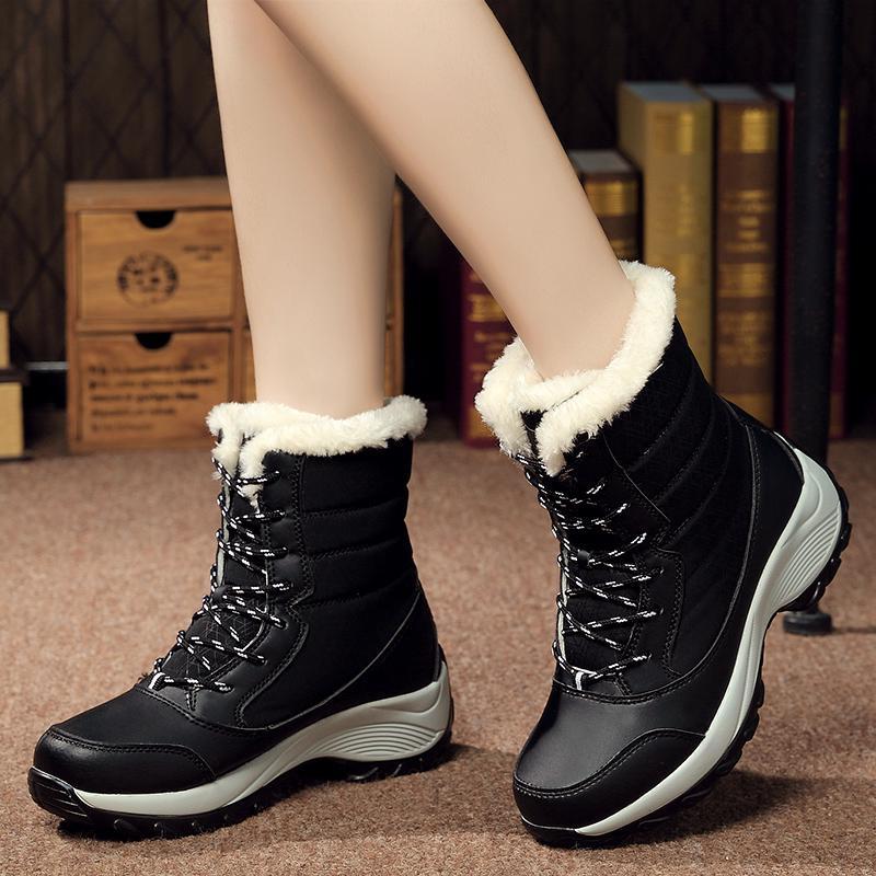 Women's Hiking Shoes Outdoor Waterproof Winter Plush Snow Boots Fashion Casual Sports Shoes