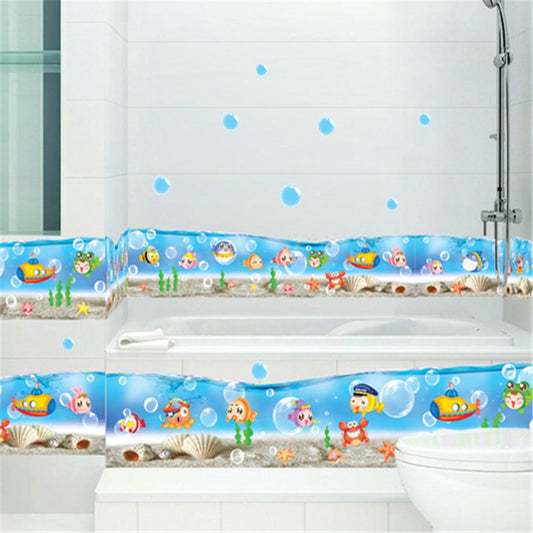 Blue underwater world cute stickers children's room kindergarten decorative wall stickers