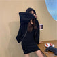 2PCS Women's Casual Solid Color Suit Spring and Summer Sling Dress + Cardigan Jacket Two-piece Ladies Sexy Hooded Sweater Skirt Set