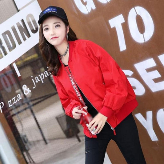 Baseball Uniform Short Jacket Solid Color Zipper Sports Casual All-match Jacket Women's Top Trendy