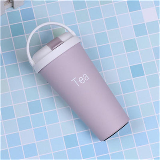 500ml Insulated Coffee&Tea Mug Portable Vacuum Cup 18/8 Stainless Steel Thermos Straw Water Bottle