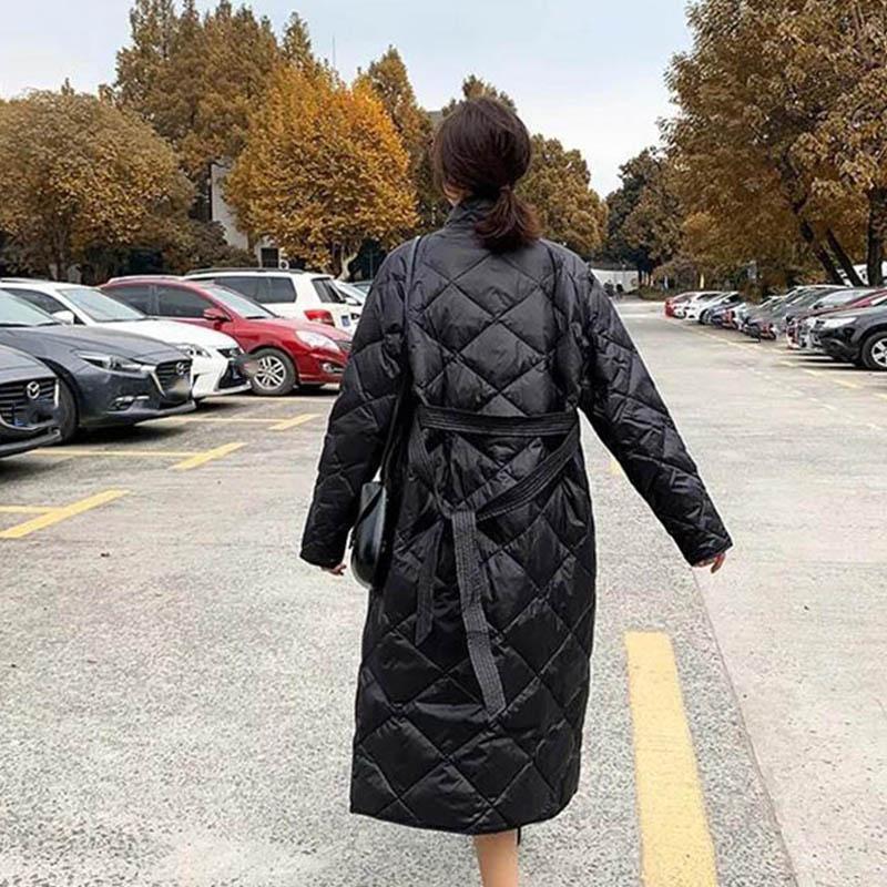 Down Padded Jacket Women's Winter Korean Style Temperament Was Thin Stand-up Collar Mid-length Over-the-knee Coat Thick Padded Jacket