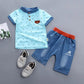 Children's Suit Boys Summer Breathable Light Thin Short Sleeve + Jeans Two-piece Korean Version Casual Cute Two-piece