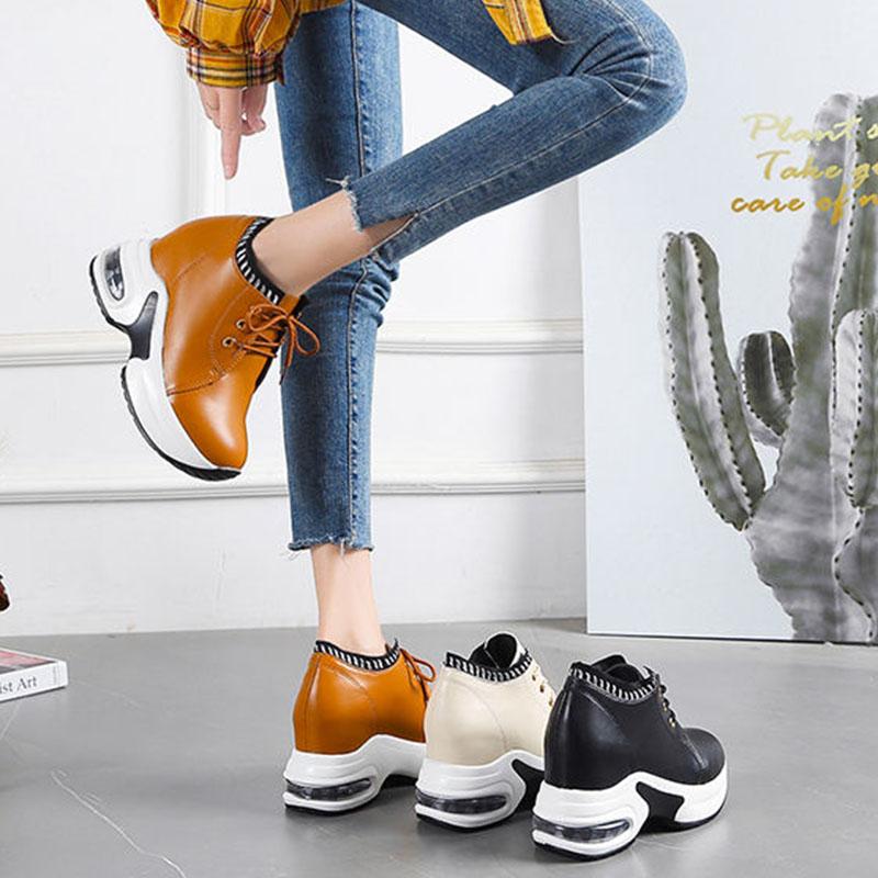 Inner Increase Women's Shoes Summer and Autumn White Shoes Korean Students All-match Casual Shoes Thick-soled Single Shoes
