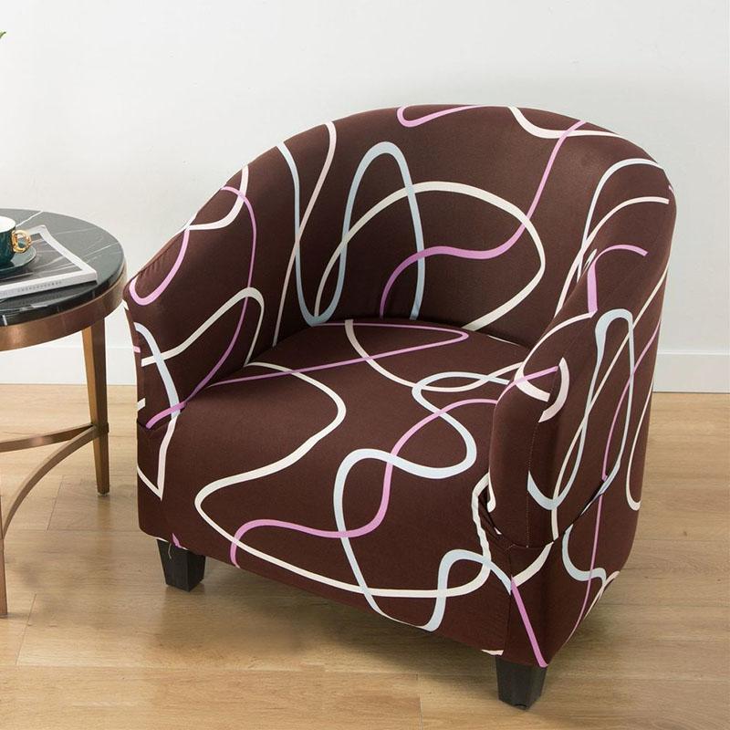 Club Chair Slipcover Stretch Armchair Covers Printed Tub Chair Cover Sofa Cover Spandex Couch Covers for Bar Counter Living Room