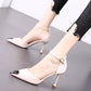 Spring  Autumn High Heels Stiletto Metal Pointed French Girl Sandals Stiletto All-match Single Shoes
