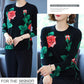 Ethnic Style Rose Print Sweater Women Fall Winter Casual Pullover Sweater Retro Plus Size Woolen Sweater