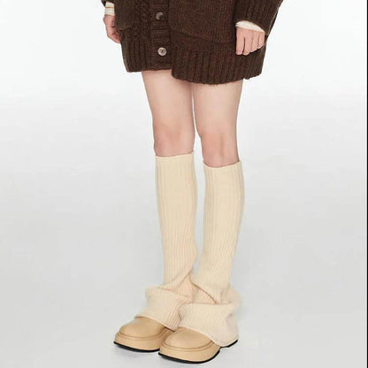 Daily JK Student Knee Pads Matching Crazy Plus Distribution Color Bunch of Stockings Over Knee Knit White Leggings Set