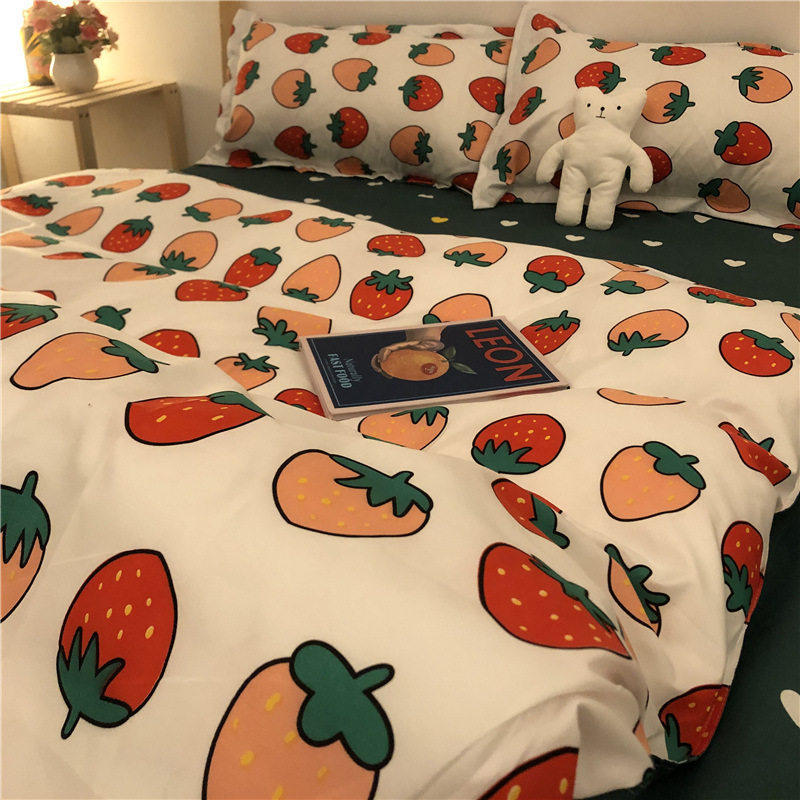 Four-piece Bed Linen Girl Heart Quilt Cover Quilt Bowknot Bedding Set Simple Princess Style
