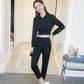 Fashion Solid Color Sports Casual Suit Women's Summer Thin Section Sports Long-sleeved Drawstring Hooded Two-piece Set for Women