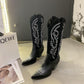 Women's Knee-high Leather Boots Autumn Winter High Boots Thick Heel Martin Boots Western Cowboy Boots