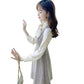 Women's Spring Dress Simple and Elegant Slim Bow Fake Two Plaid Stripe Long Sleeve Casual Dress