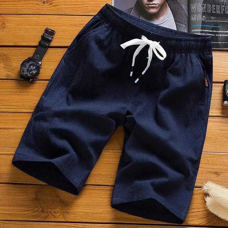Men's Shorts Summer Outer Wear Cotton and Linen Five-point Pants Loose Casual All-match Breathable Plus Fertilizer Plus Size Linen Shorts