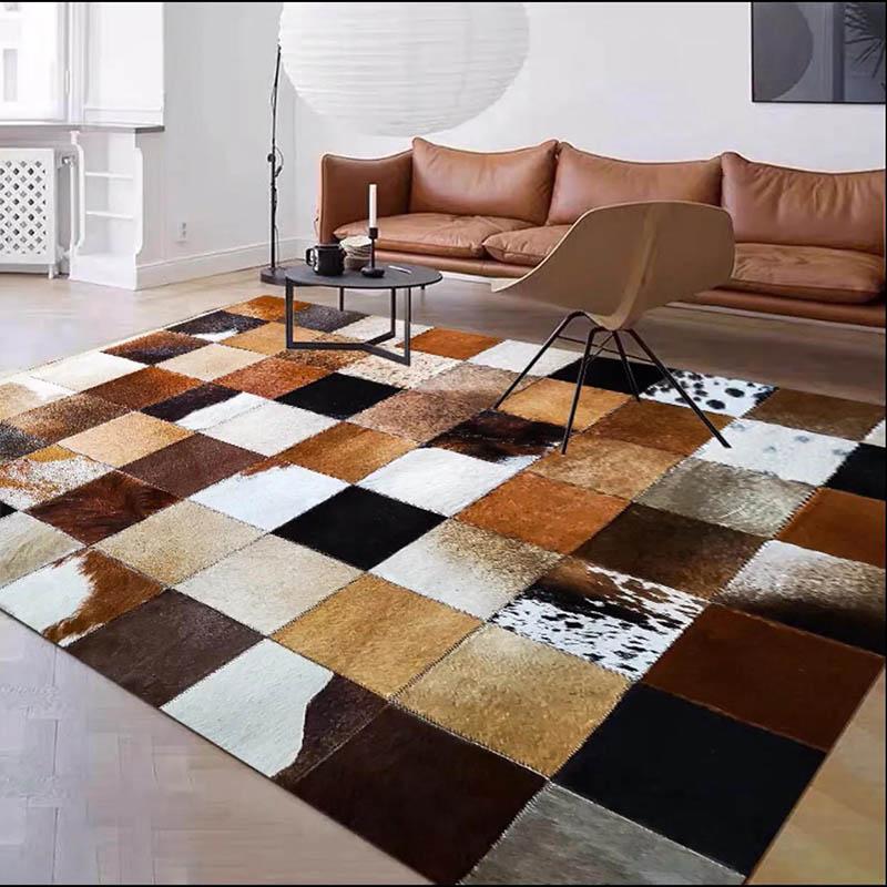 Imitation Leather Carpet Living Room Bedroom Bedside Blanket Sofa Coffee Table Large Floor Absorption Anti-slip Wear Door Pad Modern Wind
