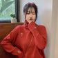 Strawberry Embroidery Sweater Sweet Girl Autumn and Winter Warm Loose Turtleneck Sweater