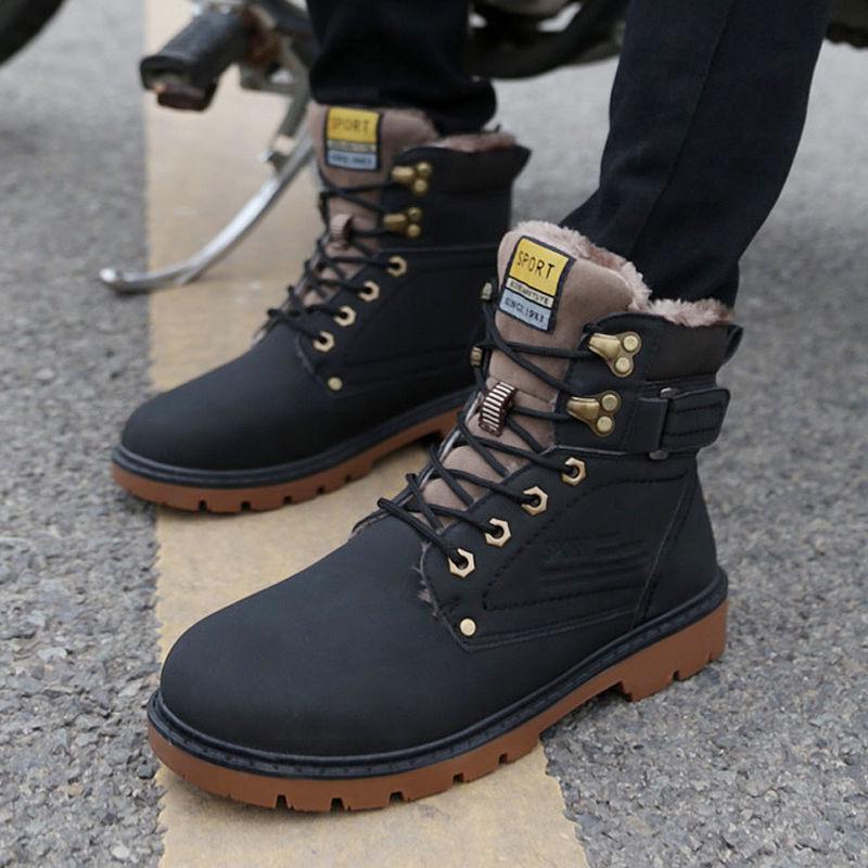 Men's Winter Leather Men Waterproof Snow Boots Leisure Boots Retro Shoes for Men Big Size 39-46