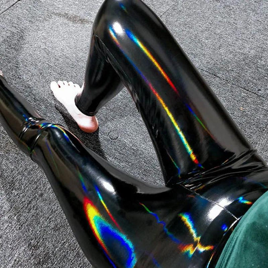 Thin Section Pu Leggings Women's High Waist Sexy Tight-fitting Magic Patent Leather Pants Mirror Shiny Leather Trousers Black Leggings