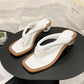 Square-toed Sandals and Slippers Women's Summer Outer Wear Transparent Crystal Medium Thick-heeled Flip-flops Ladies Temperament Sandals and Slippers