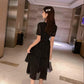 Fashion V-neck Mesh Dress Female Summer Sequins Multilayer Skirt Loose Long Dress for Party Evening