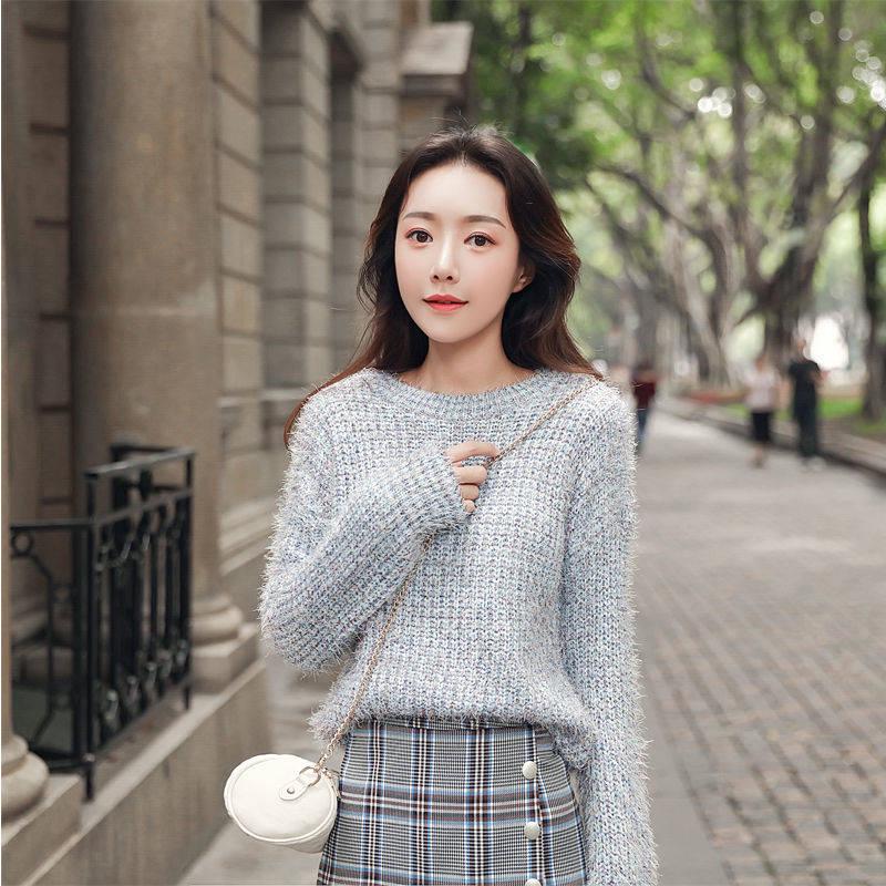 New Women's Sweater Loose Mohair Round Neck Pullover Bottoming Sweater Sweater Women's Head