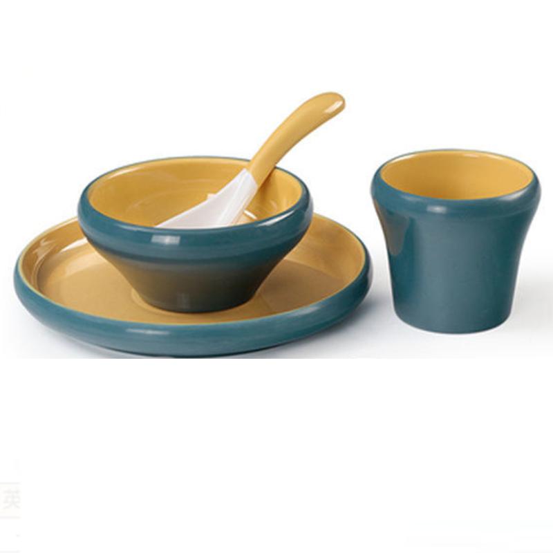 Chinese Style Restaurant Hotel Melamine Two-color Set of Four-piece Creative Anti-fall Imitation Porcelain Tableware