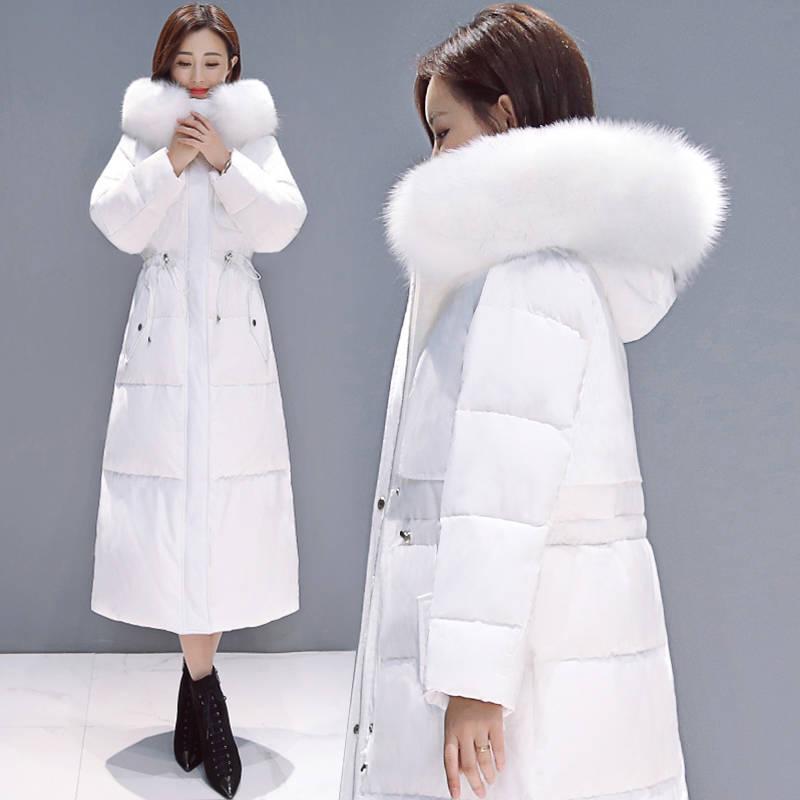 Fashion Coat Hooded Long Women Winter Jacket Fur Collar Warm Thick Parka Cotton-padded