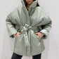 Casual Collected Waisted Parkas Women Fashion Simple Coats Women Elegant Spring Stand Collar Cotton Jackets Female Ladies
