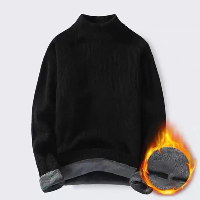 Autumn Sweatshirts for Men Youth Round Neck Warm Knit Sweater Half High Neck Sweater Men