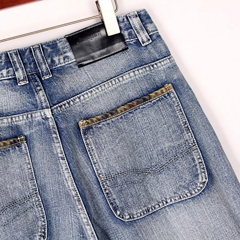 Hip Hop Jeans Plus Size Straight Loose Blue Denim Pants  Big Pockets Camouflave Ribbon Fashion Casual Mens Baggy Jean Trousers 40 42 44 46