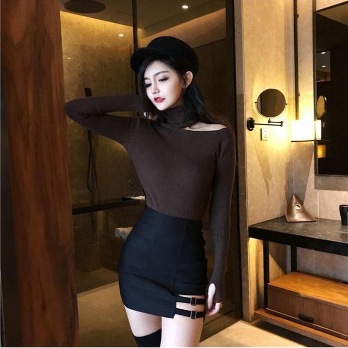 Women Black Sexy Tight A-line  High Waist Hip Skirt Short Skirt  Zipper Elastic Waist Club Casual Home Office