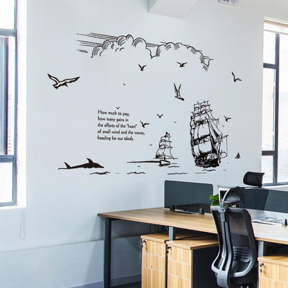 Ship sail silhouette Personality creative study porch office sofa TV decorative wall stickers