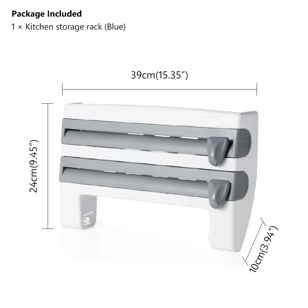Plastic Wrap Tin Foil Cutter Organizer Kitchen Storage Rack Paper Roll Holder