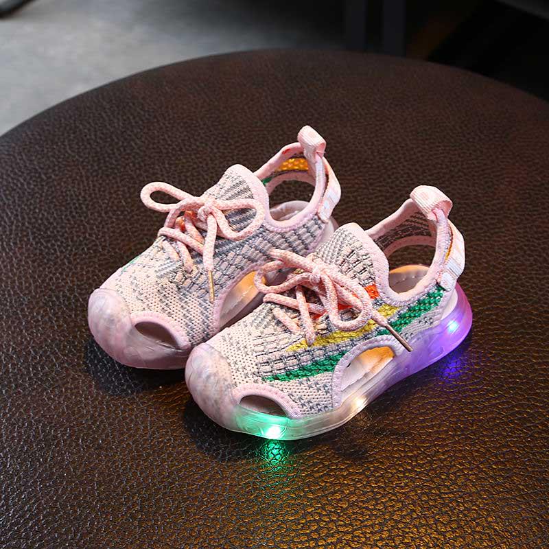 Baby toddler shoes 1-5 years old light sports shoes flying woven shoes children's soft bottom