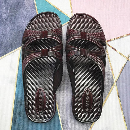 Ladies Slippers Summer Non-slip Home Shoes Flat Soft Middle-aged and Elderly Indoor Bathing Shoes