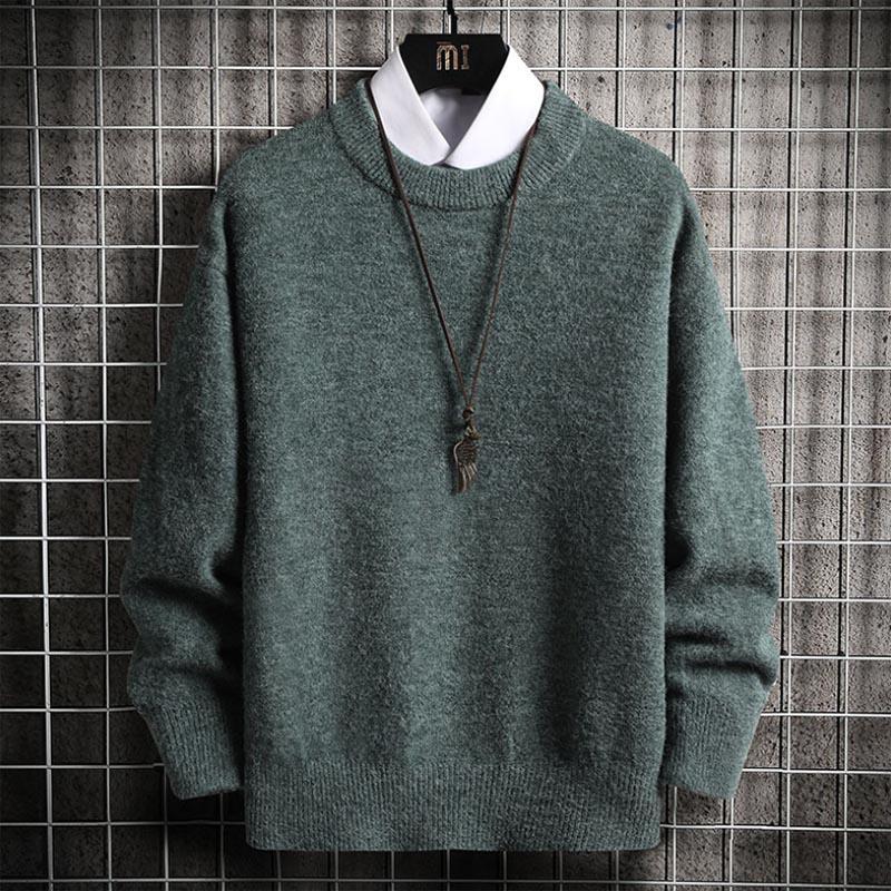 Autumn And Winter Men Casual Imitated Mink Wool Solid Color O Neck Pullover Sweaters 9 Color M-3XL