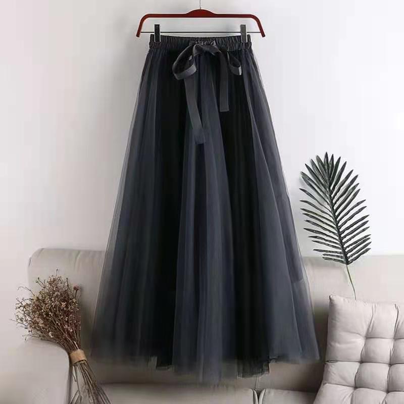 Women Summer High Waist Long Party Skirt Slim Elegant Streetwear Gauze A-line Casual Skirt