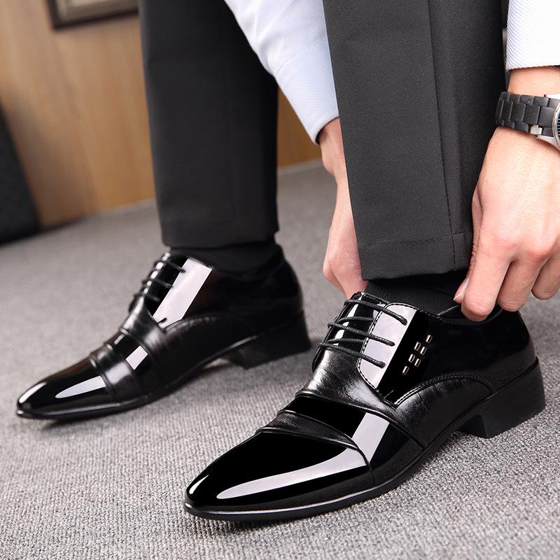 Men's Casual Pointed Toe Business Shoes Lace Up Leather Formal Dress Office Oxfords