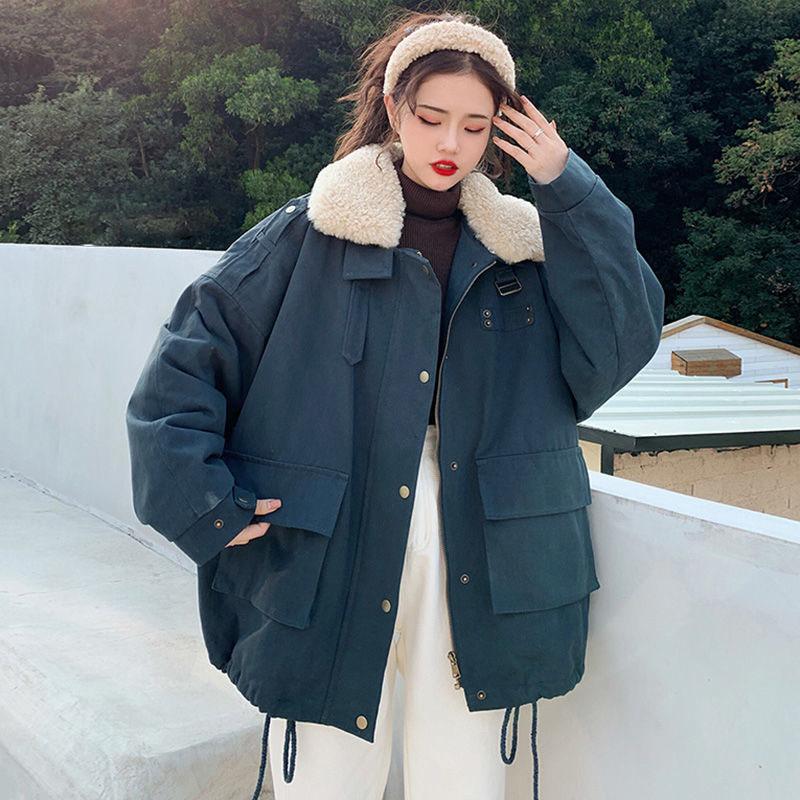 Winter All-match Cotton Jacket Women Thick Loose Lamb Wool Coat Tooling Cotton Coat