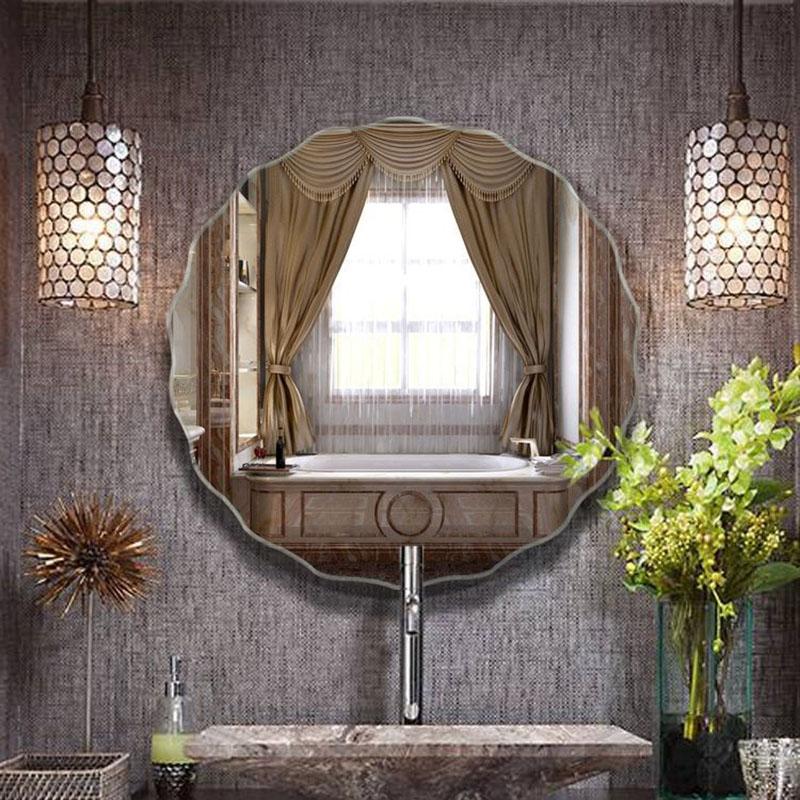 Irregularly Shaped Mirror Wall-mounted Bathroom Mirror Safe Explosion-proof Sleek Without Paddles