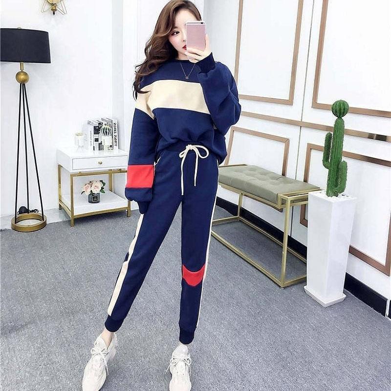 2pcs/set Casual Tracksuit Two Piece Set Women Tops and Pants Outfits Women Sweatpants Set Women Pullover