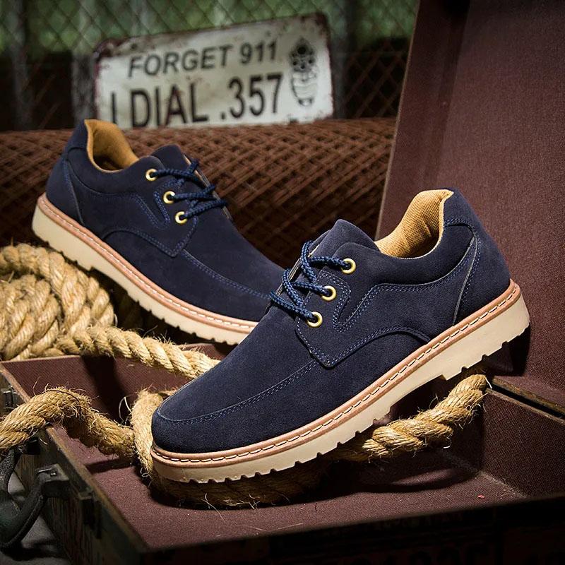 Spring and Autumn Men's Low Top British Shoes Logging Shoes Casual Sneakers Outdoor Workwear Shoes All-match Leather Shoes Men's Shoes