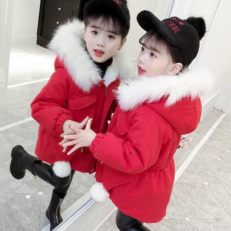 Girls Jacket Winter Cotton Jacket Hooded Coats for Girls Kids Outerwear Christmas Present