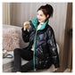Down Padded Jacket Female Students Korean Version of The Trend of Mid-length Winter Padded Jacket Loose Large Size Bright Surface