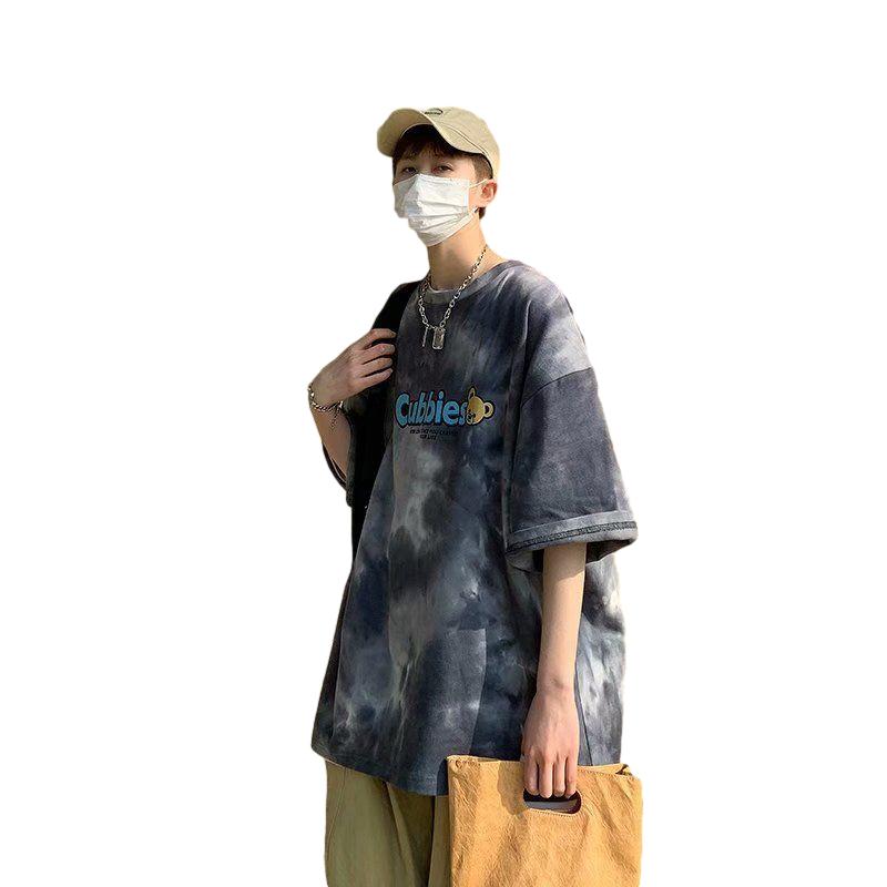 Summer New Couple Tie-dye Gradient Color Short-sleeved T-shirt Men and Women Loose Students All-match Five-point Sleeves