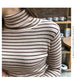 Women Sweaters Stripe Prints High Collar Long Sleeve Pullover Bottoming Shirts